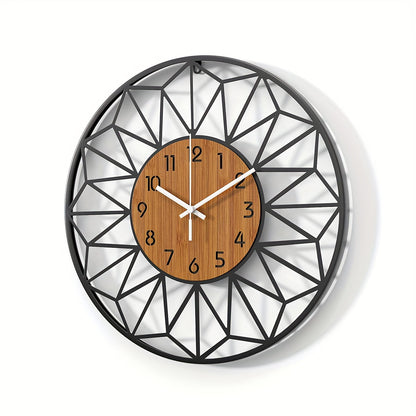 Metall-Wanduhr mit Holzmitte