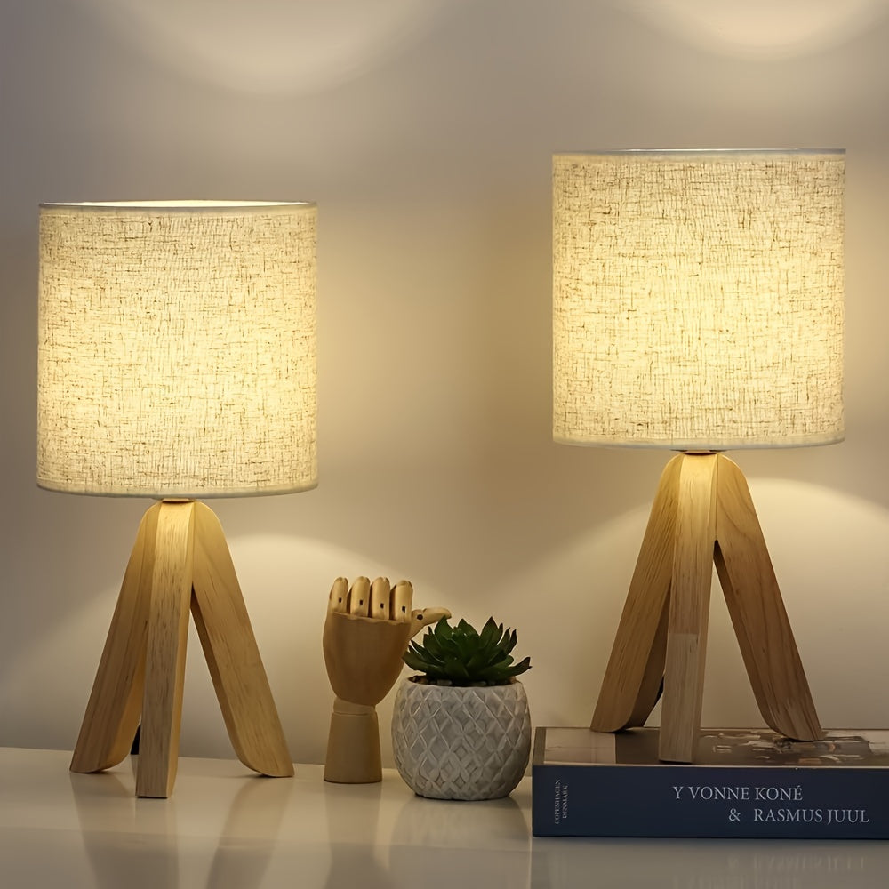 Dreibein-Tischlampe aus Holz