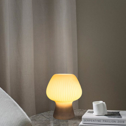 Vintage Nachttischlampe aus Rippenglas