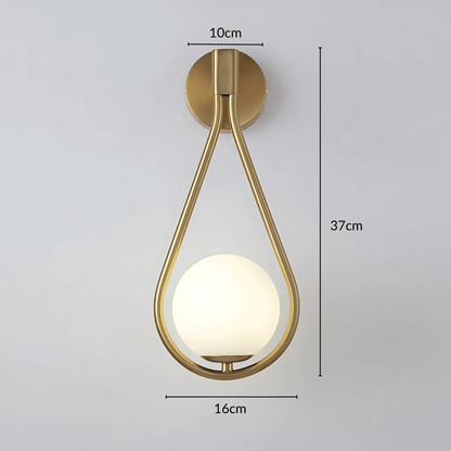 Droplet Wandleuchte mit Messingrahmen