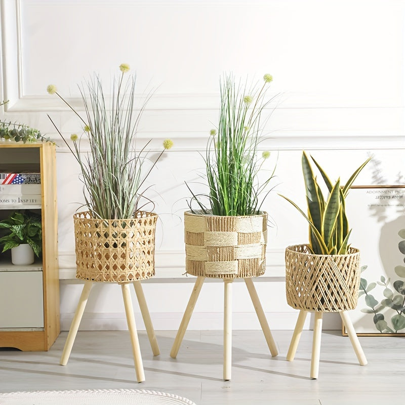 Geflochtener Blumenständer aus Bambus