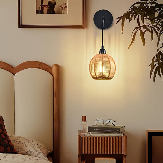 Boho Rattan-Wandleuchte