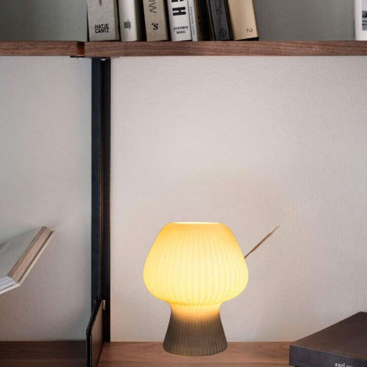 Vintage Nachttischlampe aus Rippenglas