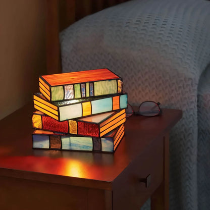GlassNovel Buntglas-Buchlampe