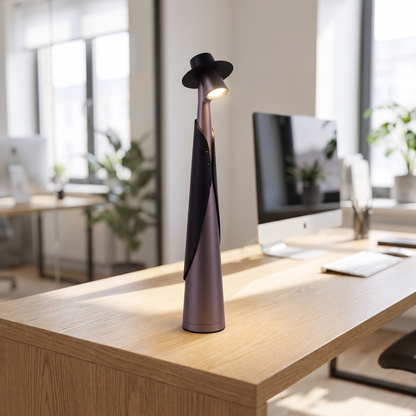 LED-Hutlampe auf dem Schreibtisch im Homeoffice