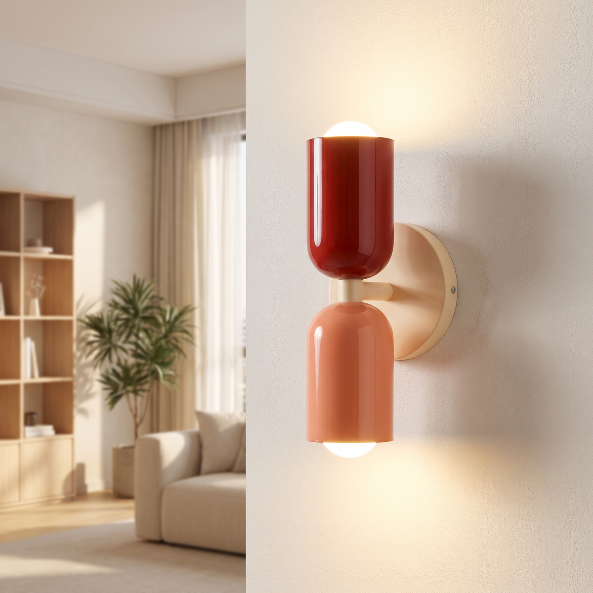 Nordic DualGlow zweiseitige LED-Wandleuchte im Wohnzimmer