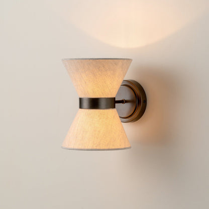 Wandleuchte aus Bronze und Leinen