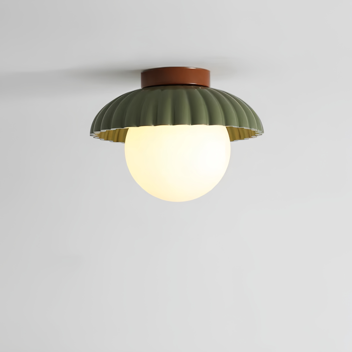 Eisen-Deckenleuchte mit Glaskugel