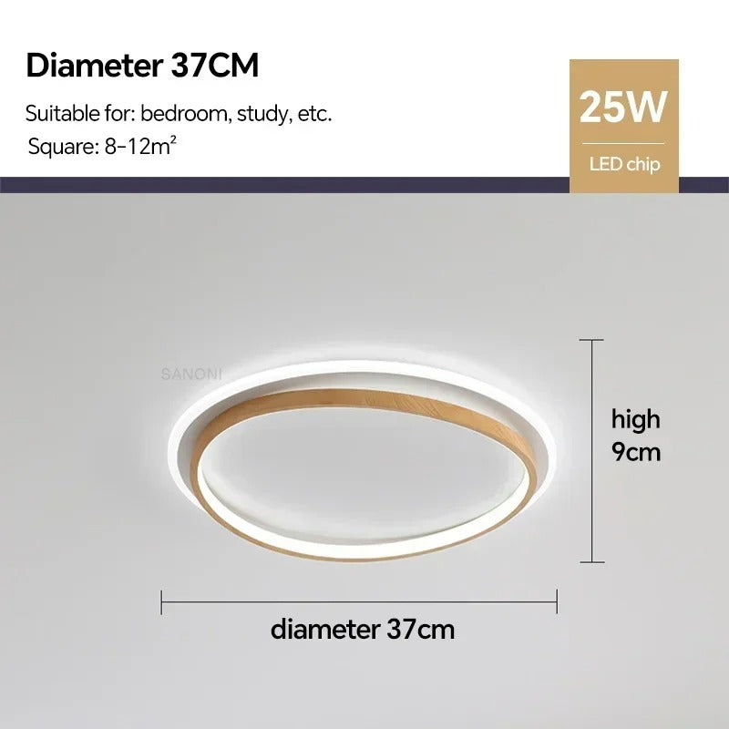 Damiasmil LED-Deckenleuchte Walnuss & Gold