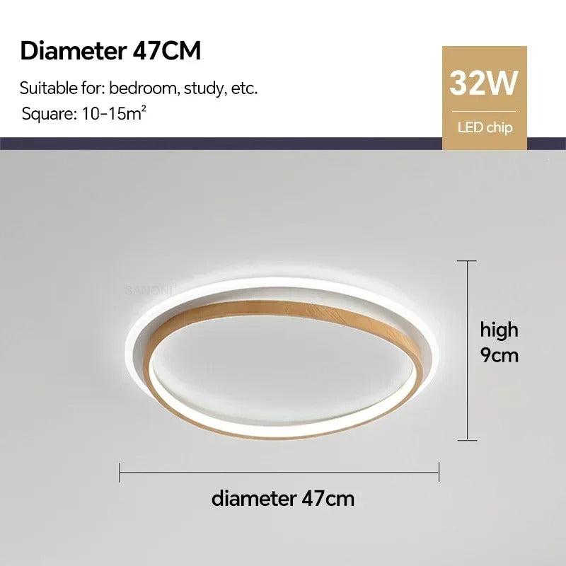 Damiasmil LED-Deckenleuchte Walnuss & Gold