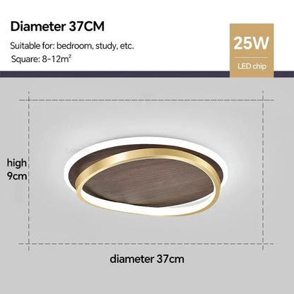 Damiasmil LED-Deckenleuchte Walnuss & Gold
