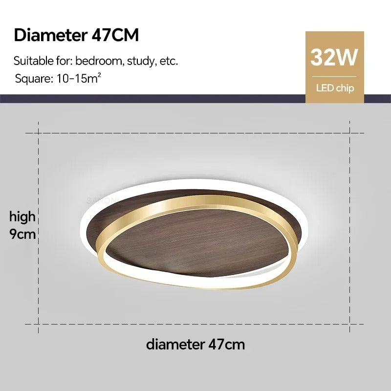Damiasmil LED-Deckenleuchte Walnuss & Gold